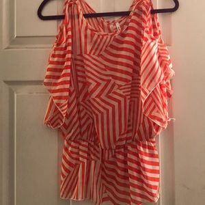Red and white striped blouse